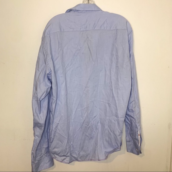 Serge Blanco Button Down Shirt Long Sleeve Solid Blue Cotton Career Men’s XL - Picture 2 of 9